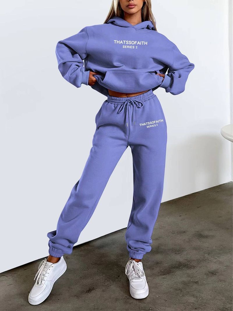 Winter Fashion Letter-print Hoodie For Women'S Set Simple Casual Sports Jogging Pants 2 Piece Set Female 2025_voghion.com