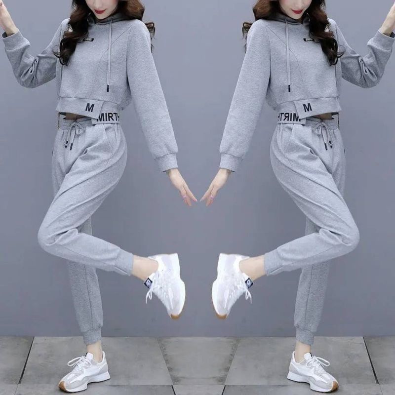 Îmbrăcăminte pentru femei, costum casual la modă, din două piese, set sport, set complet de pulover_voghion.com