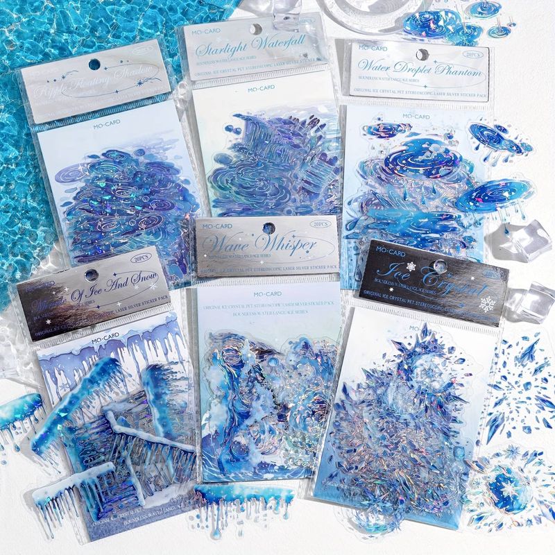120pcs/6pack Elegant Watercolor Droplet And Vortex Sticker Set - PET Material, Perfect For Notebooks, Journals, And Crafts_voghion.com