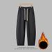 Men's Clothing Fleece-Lined Straight Leg Jogger Pants - Winter Warm Casual Sweatpants With Elastic Waist & Drawstring, Lightweight & Comfortable_voghion.com