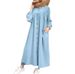 Women's clothing Muslim new solid color long sleeved shirt dress casual pocket robe_voghion.com