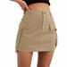 Women's Clothing Low Waist Workwear Skirt Pocket Pure Cotton Mini Comfortable Hip Lifting Casual Short Skirt_voghion.com