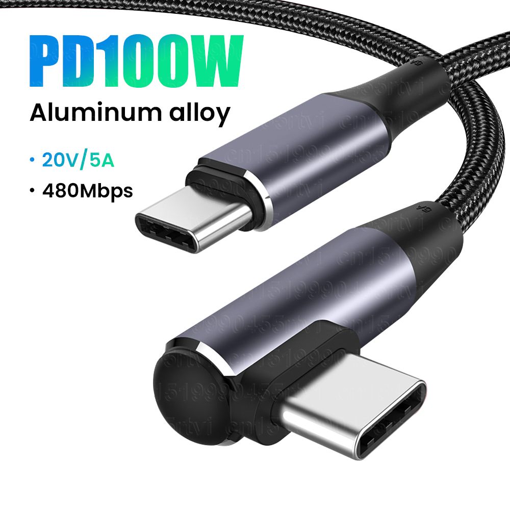 Καλώδιο διπλού USB αγκώνα PD100W Καλώδιο γρήγορου φορτιστή USB C σε T για Xiaomi Samsung Book iPad 5A Καλώδιο κινητού τηλεφώνου_voghion.com