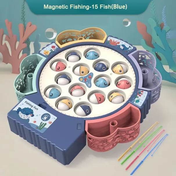 Elektrische visspeeltjes voor kinderen met muziek, draaiende vis, interactief bordspel, fijne motoriek, ouder-kind speelgoed voor kinderen_voghion.com