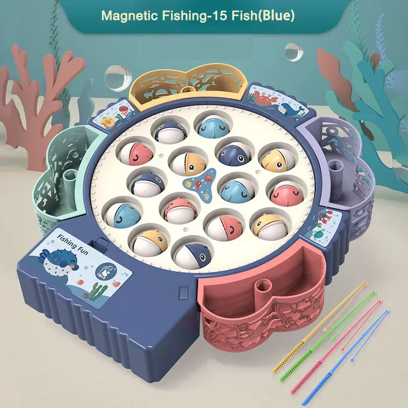 Children Electric Fishing Toys With Music Rotating Fish Interactive Board Game Fine Motor Skill Parent-child Toys For Ki_voghion.com