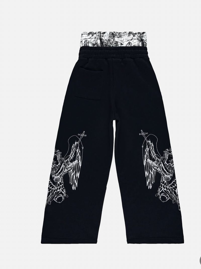 Men's Clothing Two Piece Pants Double Waist Sweatpants Men And Women Trendy Hip Hop Loose Casual Pants Trousers_voghion.com