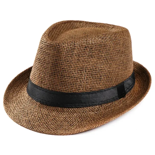 Pălărie unisex pentru bărbați și femei, Fedora, Trilby, cu bor larg, din paie, pentru plajă, soare, gentleman, adulți_voghion.com