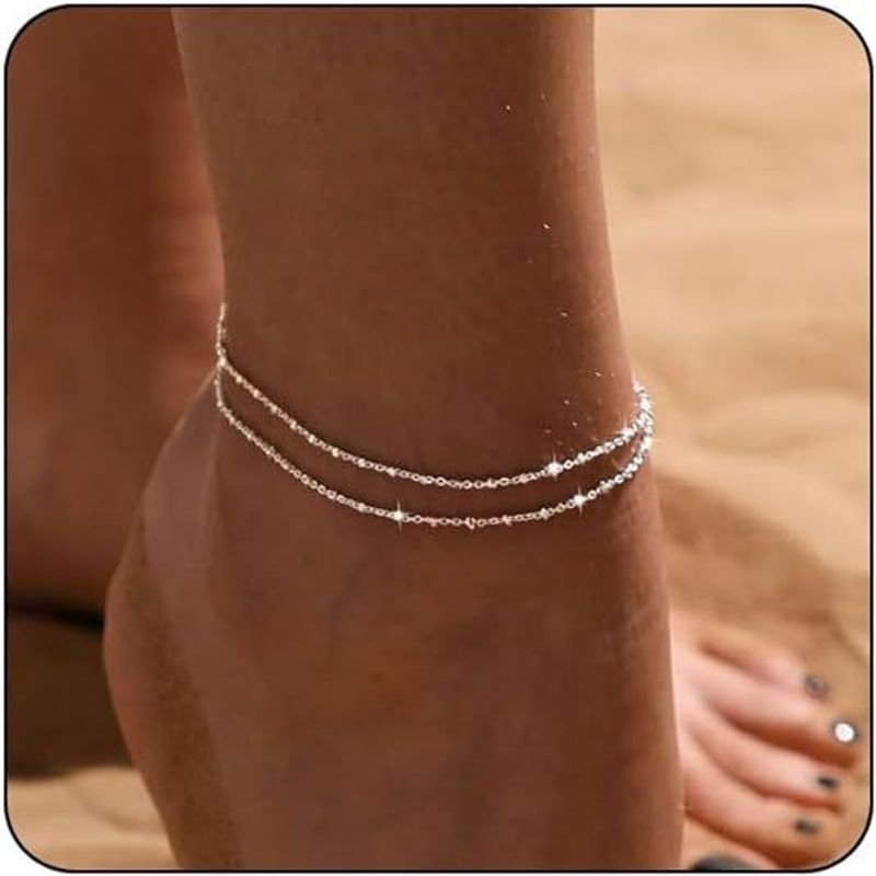 Classic Double Layer Stacked Personality Minimalist Daily Beach Vacation Style Anklet Exaggerated Chain Jewelry_voghion.com