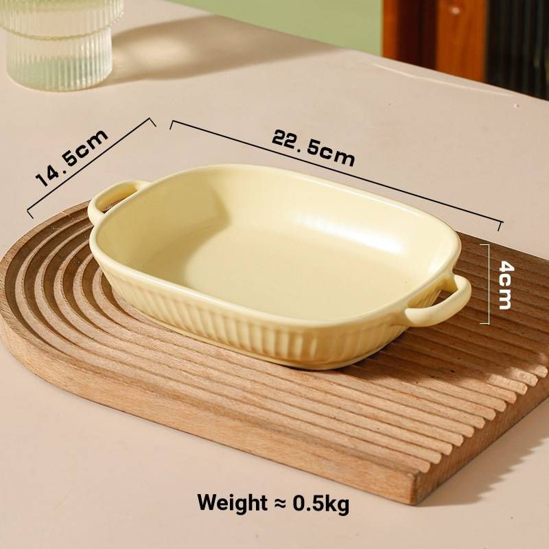 Nordische Keramik-Auflaufform mit Griffen – geeignet für Heißluftfritteuse und Backofen, mikrowellengeeignet (18 cm, einfarbige Pastellfarben, für Gratin, Obstsalat)_voghion.com