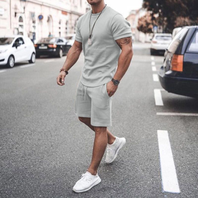Men's Short-Sleeved Shorts Suit Sports Casual Suit Men's Clothing_voghion.com
