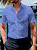 Lässiges Kurzarmhemd für Herren, 3D-Digitaldruck, Sommer, dünn, einfarbig, kariert, Außenhandel, Herrenbekleidung_voghion.com