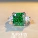 2022 New S Pure Silver For Women With Emerald Green 5 Carat 10X10 Mounting High Carbon Zirconia Ring_voghion.com