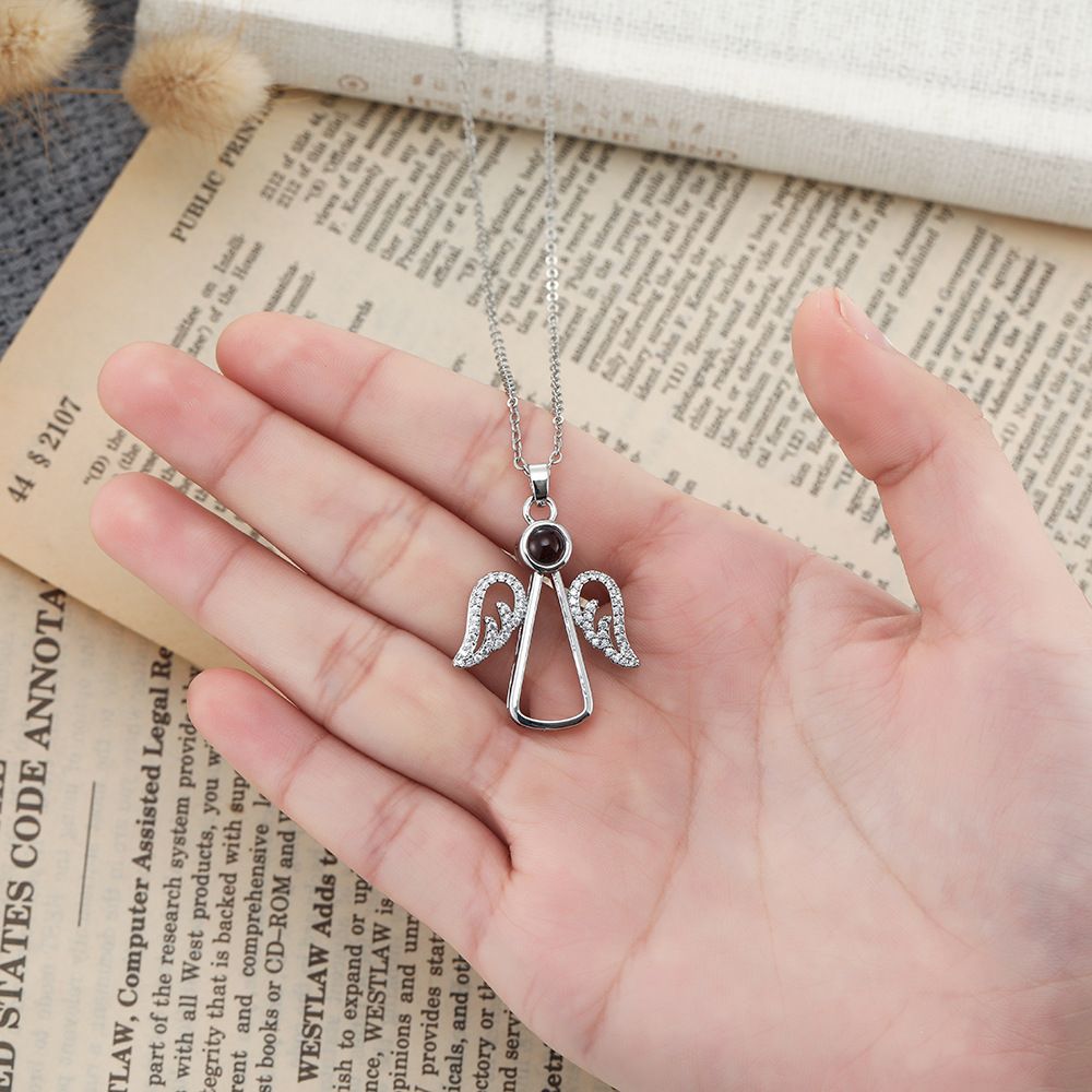 Cross-Border Christmas New Necklace Angel Wings Projection Photo Custom Gift_voghion.com