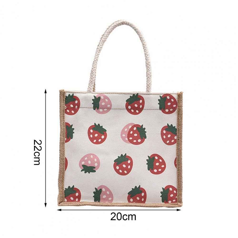 3Pcs OTWomen Handbag Reusable Portable Canvas Durable Cute Pattern Tote Lunch Bags For Shopping_voghion.com