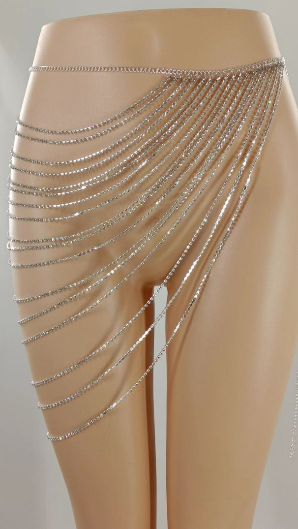 MW3151 European and American skirt rhinestone inlaid diamond chain multi-layer beveled fringe swing chain waist chain skirt body chain_voghion.com