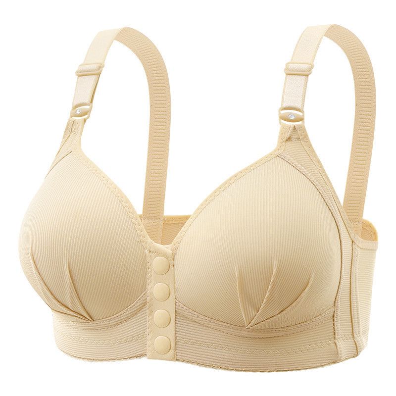 New Front Button Plus Size Thin Bras, Women's Bra No Wire Underwear, Gathering Anti Sagging and Beautiful Back Bra for Women_voghion.com
