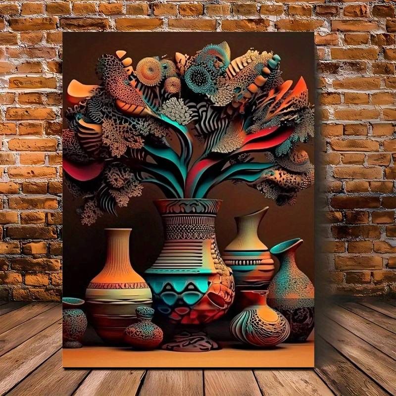 1pc Stunning Abstract African Art Canvas Prints Painting-Wall Decor For Living Room, Perfect For Halloween& Anniversary Celebrations, Beach Parties_voghion.com