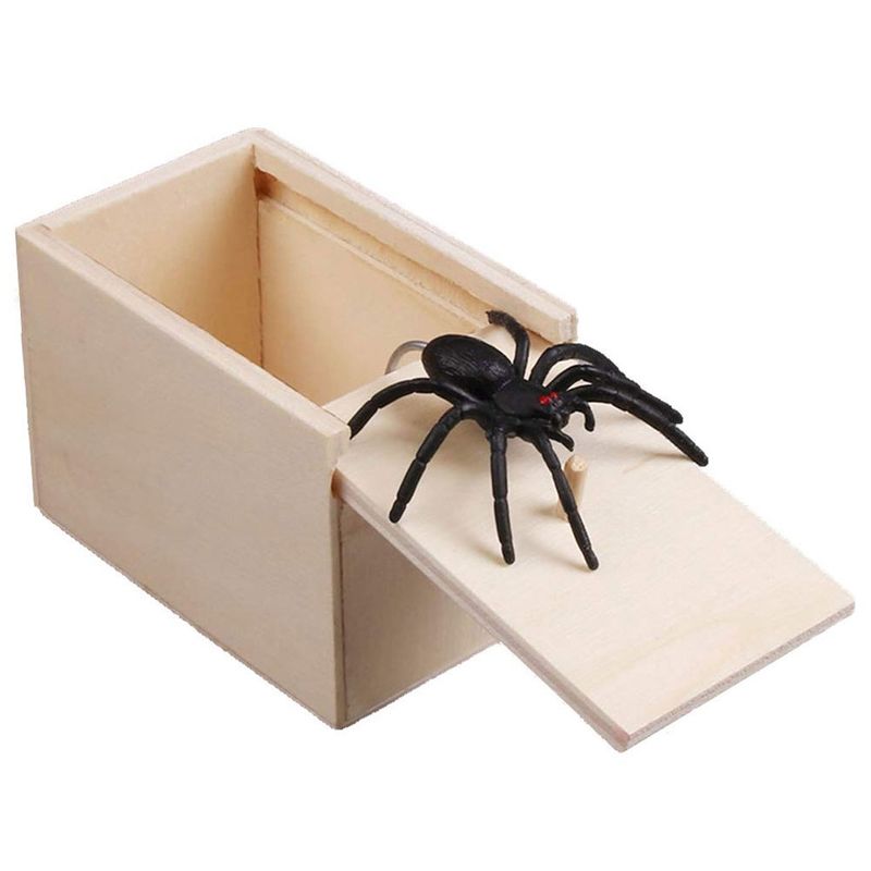 ToysMall Wooden Prank Box Spoof Trick Toy Wood Simulation Spider Scare Box For Parties_voghion.com