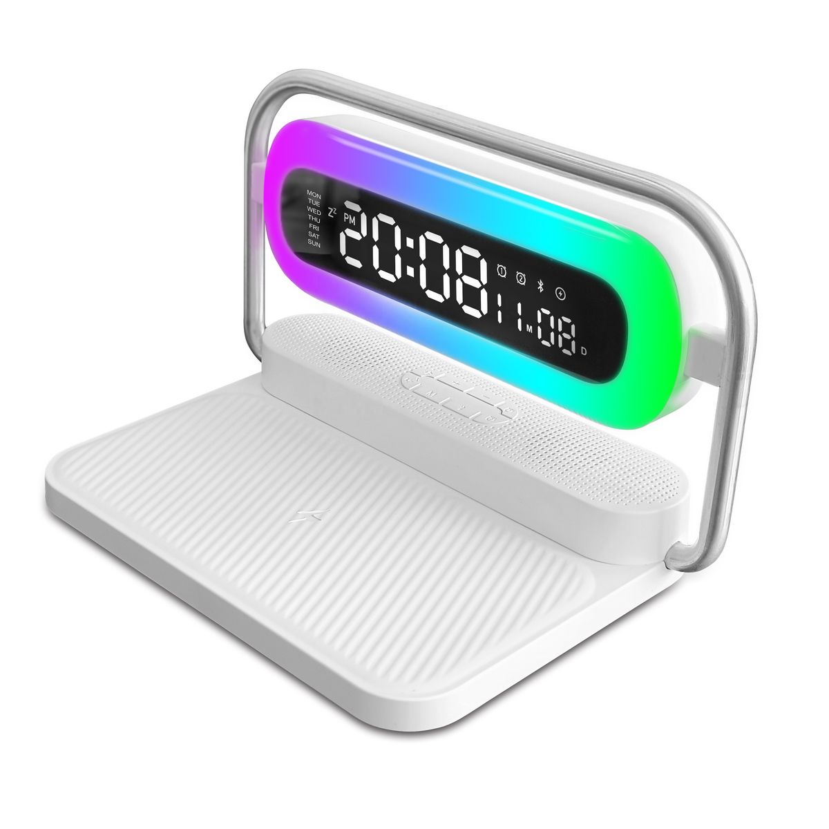 Multifunctional 15W Fast Wireless Charger LED Wireless Charging Alarm Clock Bluetooth Foldable Charging Speakers Phone Charger_voghion.com