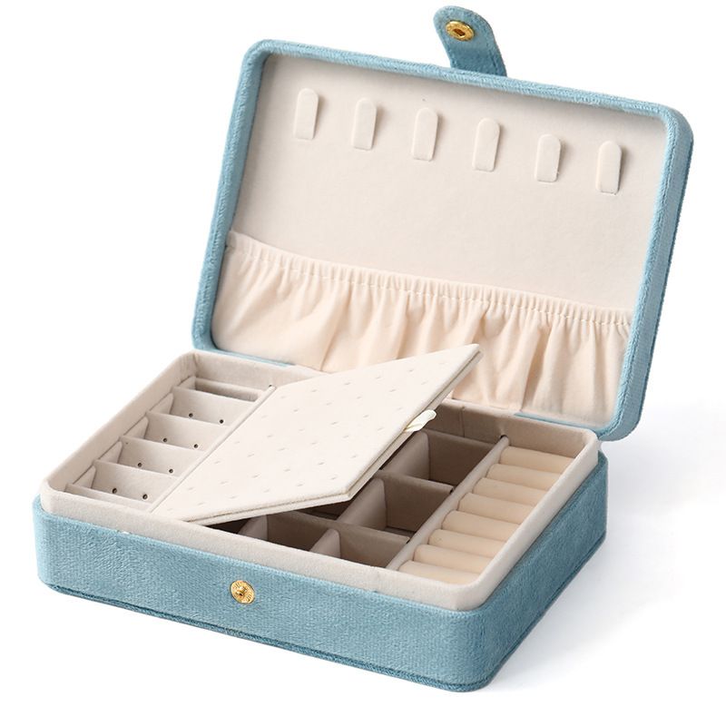 Flannel Single Layer Necklace Ring Jewelry Storage Jewelry Box Earrings Storage Multifunctional Jewelry Box_voghion.com