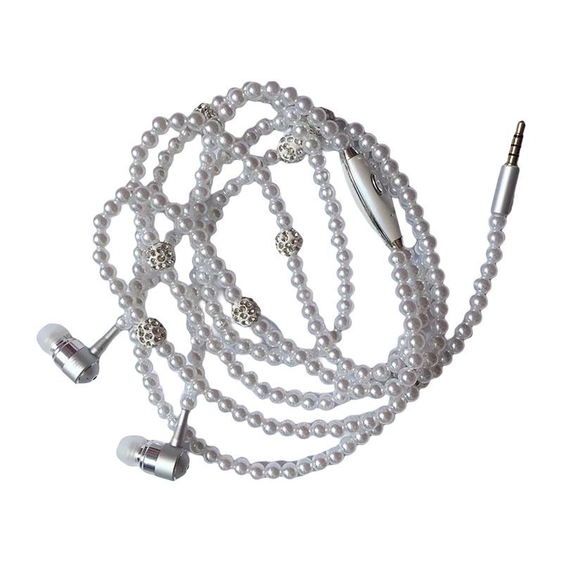 Necklace Stylish Bright Color Volume Control Tangle-Free Cord Decorative ABS Wired In-Ear Bass Earbuds 3.5mm Headphones_voghion.com