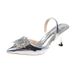 Sandals For Women In Summer 2025, New Korean Version With Rhinestones, Pointed Toes, Slim High Heels, Empty Toe, Flat_voghion.com