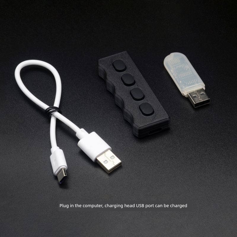 Mute Wireless Four-Button Recording 4-Key Silent Silicone Mini Custom USB Keyboard Shortcut Key Office Non-Bluetooth_voghion.com