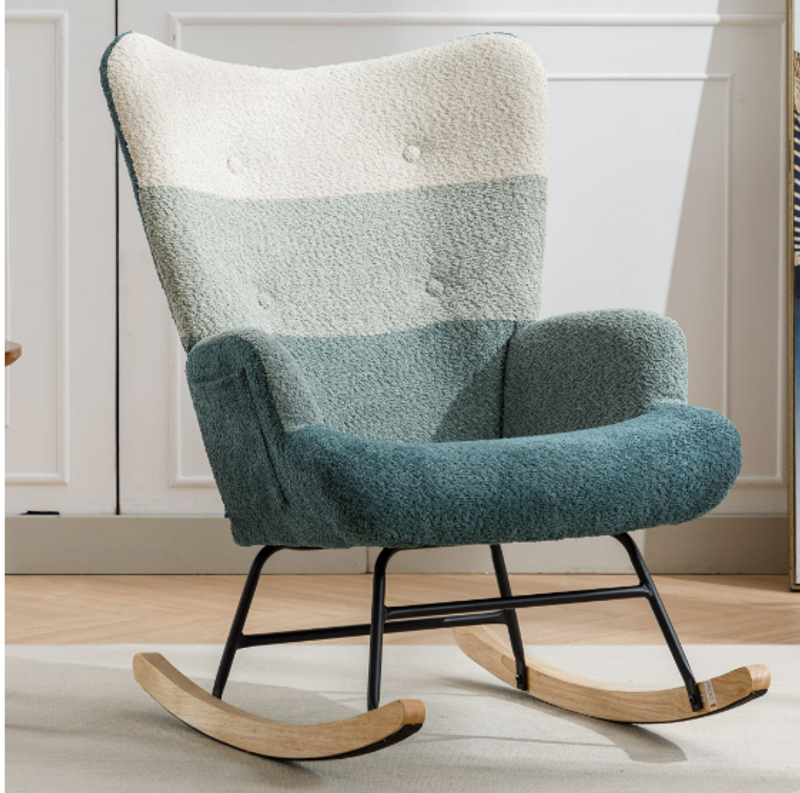 Modern Patchwork Accent Chair - Handmade Quilted Fabric Upholstery, Mid-Century Design With Solid Wood Legs, Stylish Living Room/Bedroom/Office Decor_voghion.com