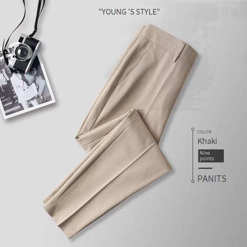 Meeste ülikonnapüksid Nine Points Slim Fit Äri Formaalne Vabaajapüksid Slim Feet Advanced Drape ülikonnapüksid_voghion.com