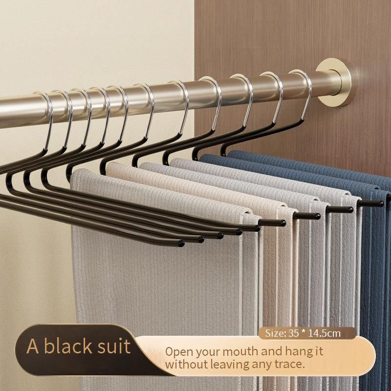 10er-Pack rutschfeste Hosenbügel in Z-Form, platzsparender Schrank-Organizer, langlebiges beschichtetes Design für die Garderobe zu Hause (Cremeweiß/Rosa/Schwarz/Grau)_voghion.com
