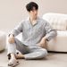 Men's Spring/Autumn New Long Sleeve Autumn/Winter Thin Men's Loose Large Size Home Clothes Set Pure Cotton Pajamas_voghion.com