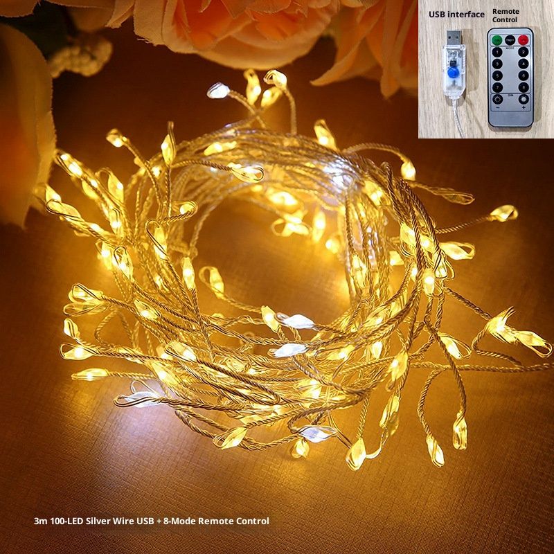 Guirlande lumineuse LED télécommandée – 8 modes d'éclairage, options USB/piles/secteur (3 m à 36 m, fil argent/noir, étanche et pour usage intérieur)_voghion.com