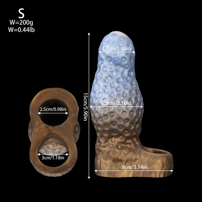 Liquid Silicone Thickened And Lengthened Hollow Realistic Dildo Sleeve With Built-in Beads For Massage Adult Sex_voghion.com