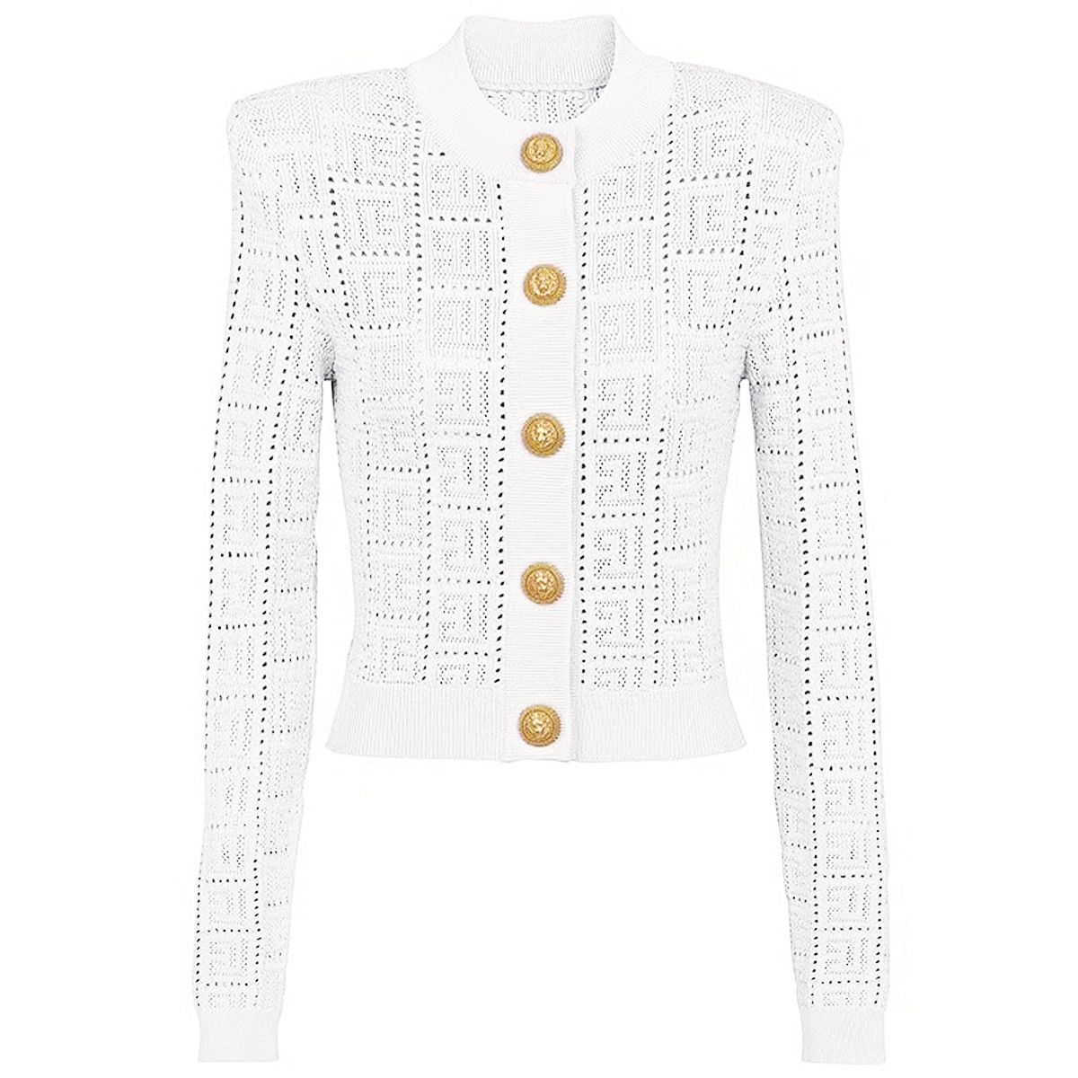 Damenbekleidung Frühling und Herbst neue langärmlige kurze Rundhals-Strickpullover-Oberteile mit Hohlsaum modische Strickjackenjacke für Damen_voghion.com