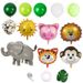 Set di palloncini in foil a forma di animali della giungla: leone, leopardo, elefante, zebra, scimmia, giraffa per decorazioni di compleanno e feste._voghion.com