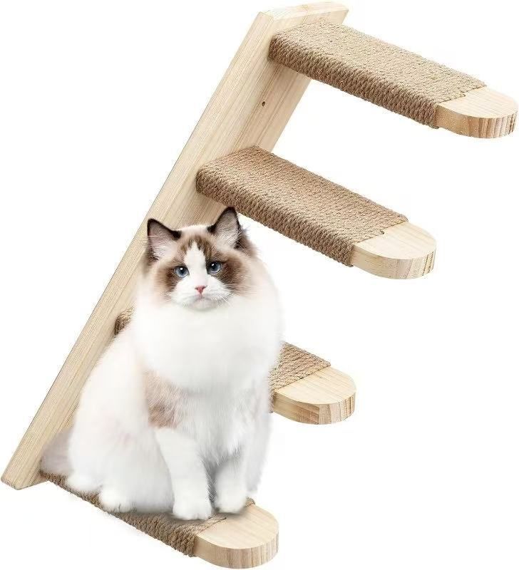 DIY Frame Wooden Linen Rope Scratching Wall-Mounted Post Cat Climbing Toy_voghion.com