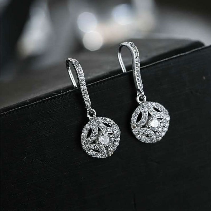 Sterling VENUS Silber Runde Mit Voll Zirkon Kristall Tropfen Ohrringe Frau Quaste Ohrringe Schmuck Großhandel_voghion.com