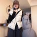 Kort wit eendendons vest met capuchon voor dames, winter 2024, nieuw, losvallend, hoogwaardig, slankmakend, petite vest_voghion.com