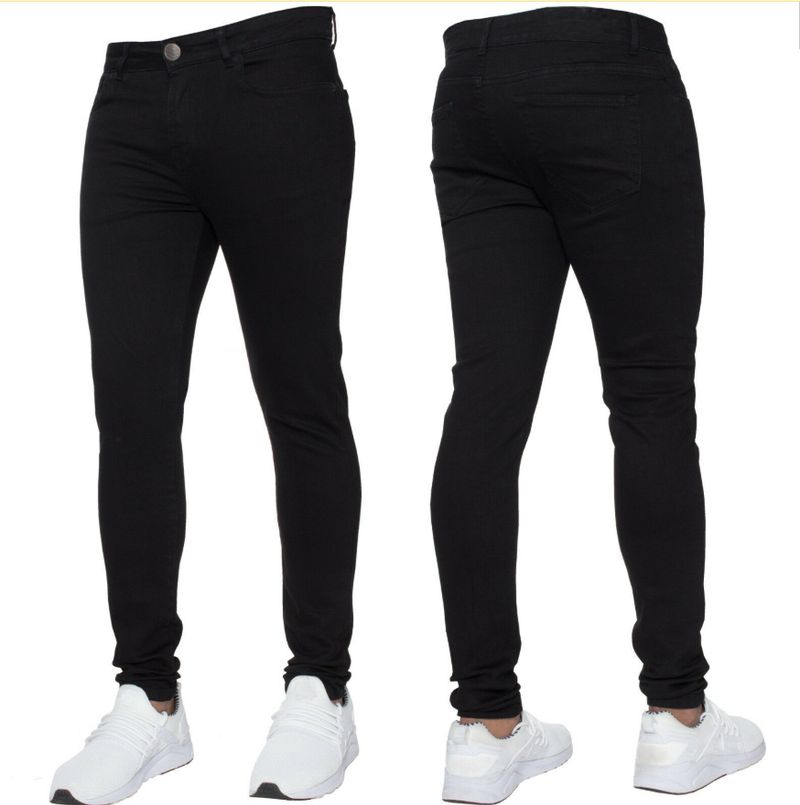 2025 Einfarbig Mode Männer Casual Hosen Stretch Jeans Dünne Arbeitshose Männlichen Waschen Slim Fit Für Reißverschluss Jeans Männer Kleidung_voghion.com