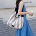 Striped Canvas Cowhide Large Capacity Handbag Women's Work And Life Exquisite 2025 Fall And Winter New Fashion Hundred Leisure Daily_voghion.com