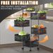 6Tier Kitchen Rotating Storage Basket Trolley Cart Utility Veg Mobile Shelf Rack_voghion.com