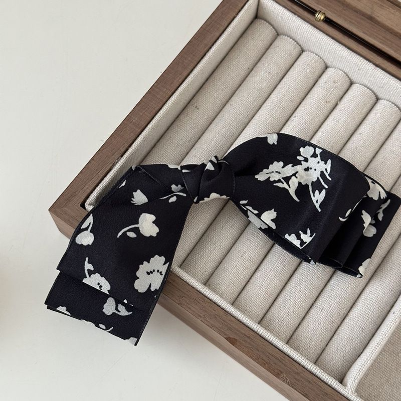 Agrafe de păr retro franceze Mori, asortate cu flori, textură complet potrivită, cu arc, stil nou, agrafe de păr, stil francez_voghion.com