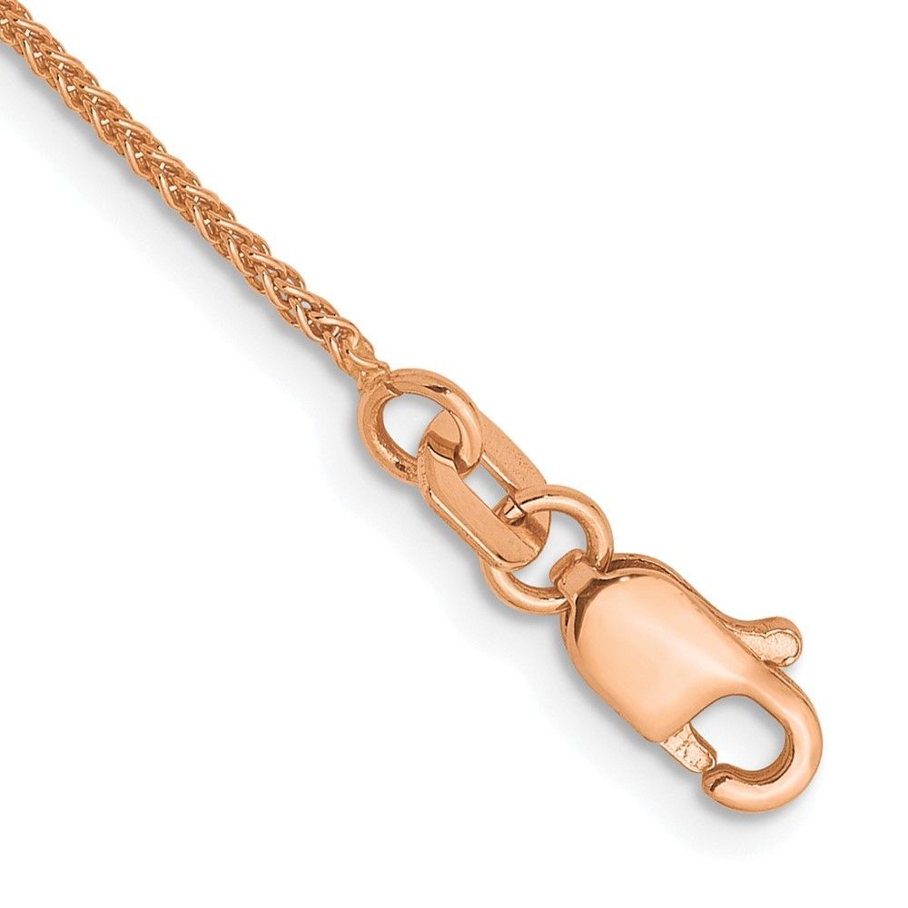 14K Rose Gold 1.0mm Spiga Chain Anklet_voghion.com