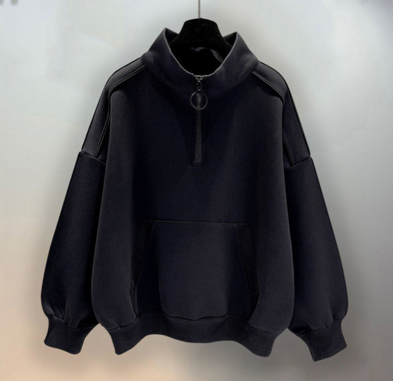 Men's Clothing 2024 New Black Sweatshirt Men's Spring And Autumn Stand Up Collar Hooded American Retro Jacket Trendy High End Street Men's Clothing_voghion.com