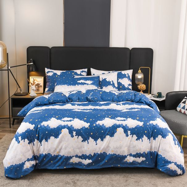 Soft Fiber Duvet Cover Quilt Cover Three Piece Bedding Set_voghion.com