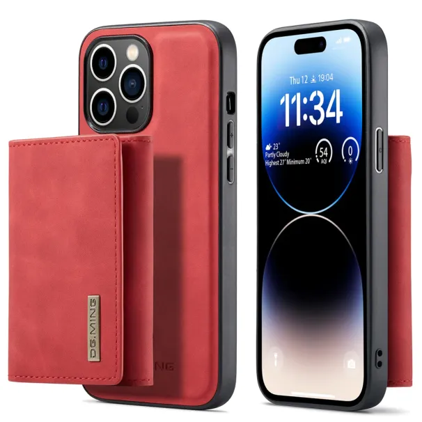 2IN1 Removable Leather Card Holder Wallet Phone Case For IPhone 16 15 14 Pro Max Plus ForiPhone Retro Business Shockproof Cover_voghion.com