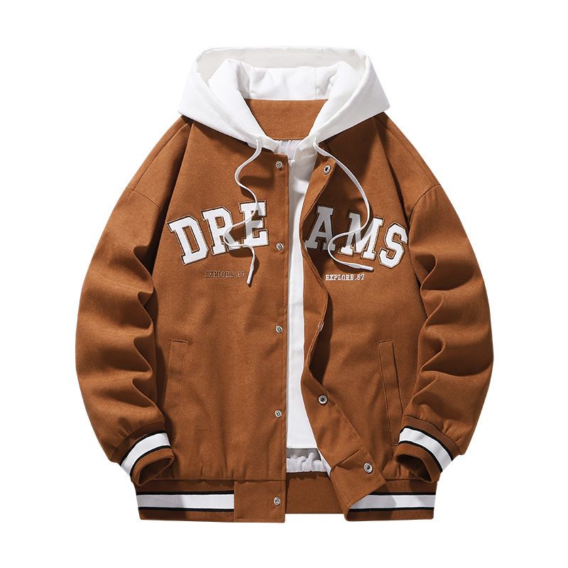 Giacca da uomo in due pezzi finta stile caldo tedesco e italiano Autunno Inverno Trendy Brand Ins Uniforme da baseball per coppia con cappuccio_voghion.com