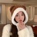 Cute Little Bear Children's Winter Thickened and Warm Ear Protection Plush Lace up Big Headband Knitted Woolen Hat_voghion.com