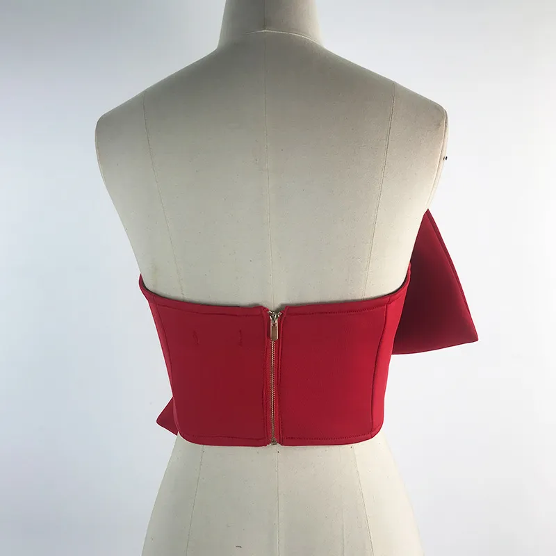 Sexy tube top, backless, navel-baring bow tie versatile short tops Women Tops_voghion.com