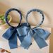 Dolce e fresco denim blu nastro pettine a denti cravatta tutto in uno 2025 nuovi accessori fascia per capelli intrecciata ornamento per capelli_voghion.com